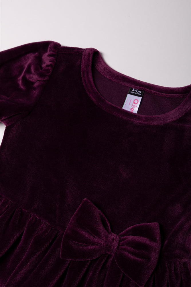 Puff Sleeve Dress Plum (1)