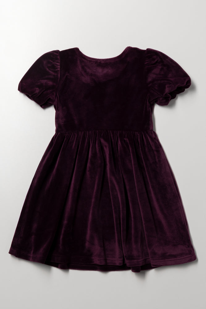 Puff Sleeve Dress Plum (2)