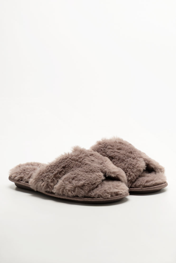 Open Toe Slippers Brown