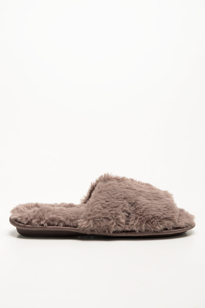 Open Toe Slippers Brown