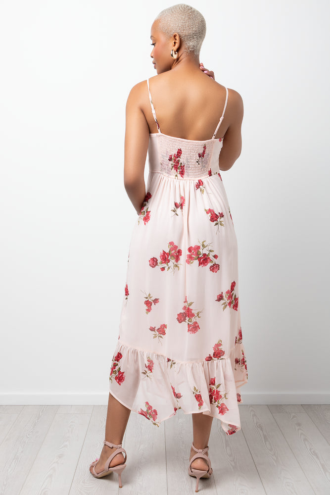 Rose Chiffon Strappy Dress Pink