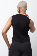 Sleeveless Knit Button Through Vest Black (2)