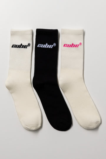 3 Pack Anklet Socks Black And Natural
