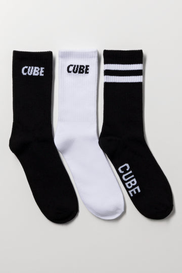 3 Pack Socks Black And White