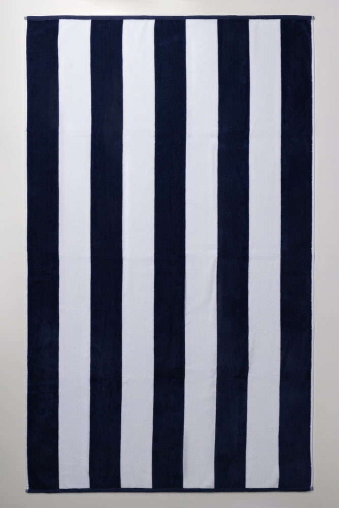 Stripe Bath Sheet Navy And White