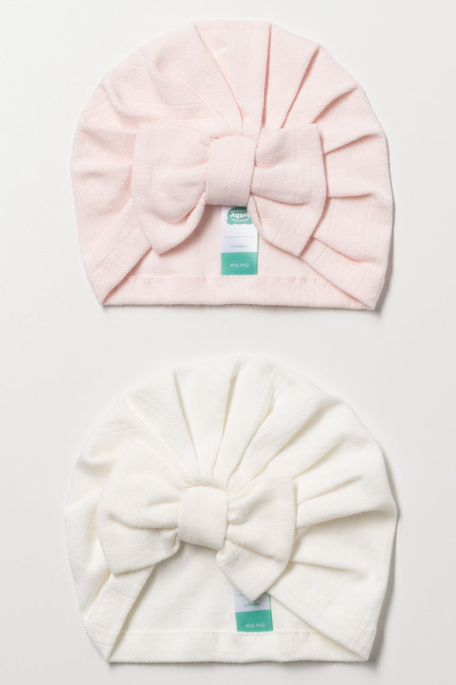 2 Pack Turbans Pink & White