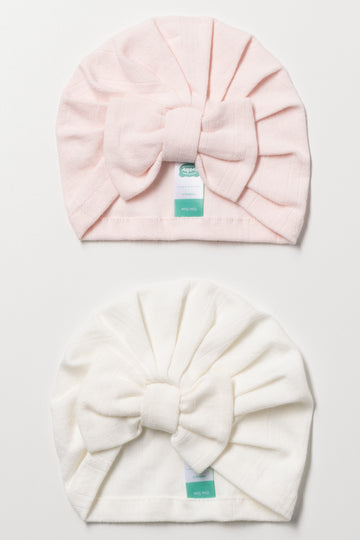 2 Pack Turbans Pink & White