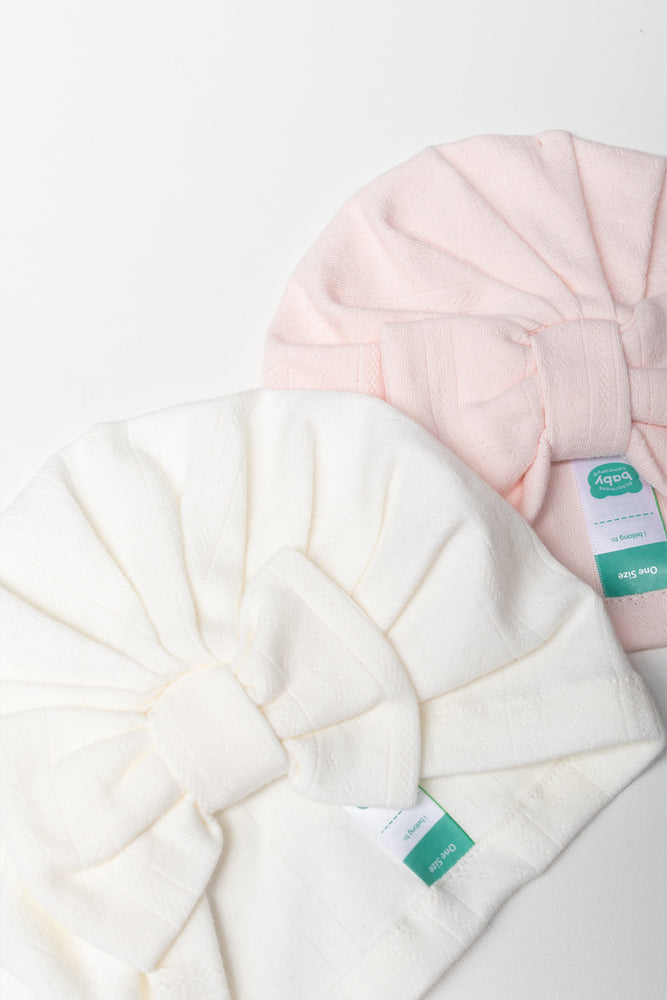 2 Pack Turbans Pink & White (1)