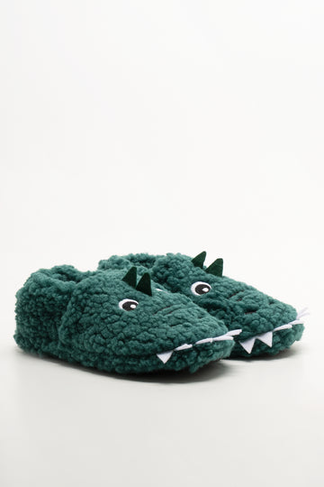 Dinosaur Slippers Green