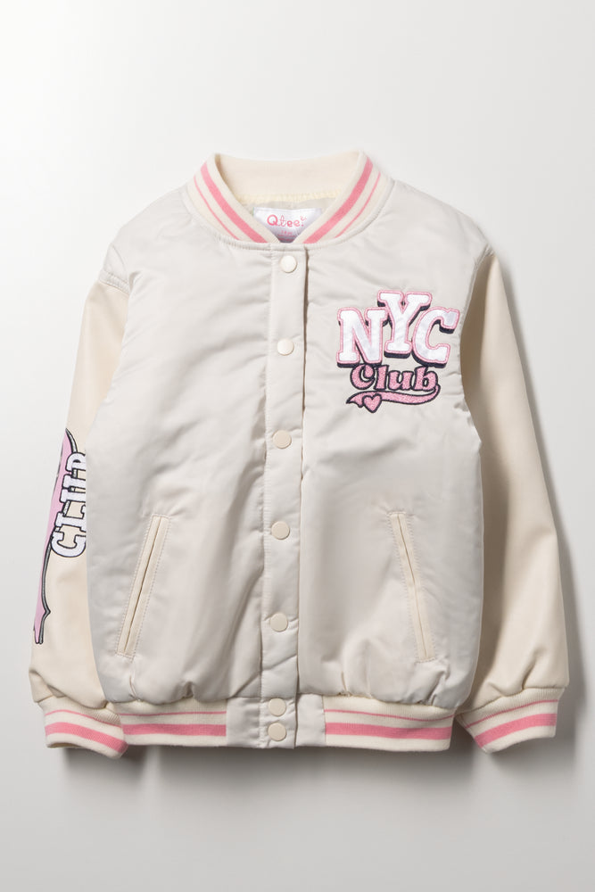 NYC Baseball Jacket Cream