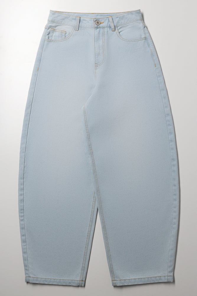 Barrel Leg Denim Jeans Light Blue