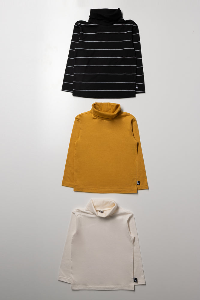 3 Pack Polonecks Black, Yellow And Cream