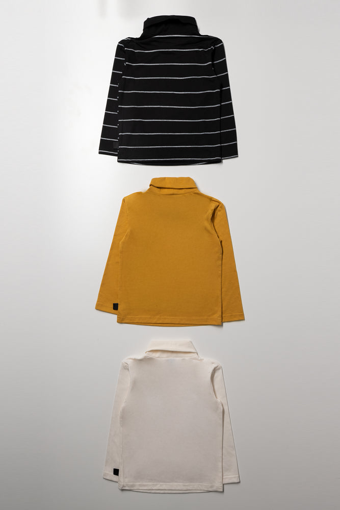 3 Pack Polonecks Black, Yellow And Cream (2)