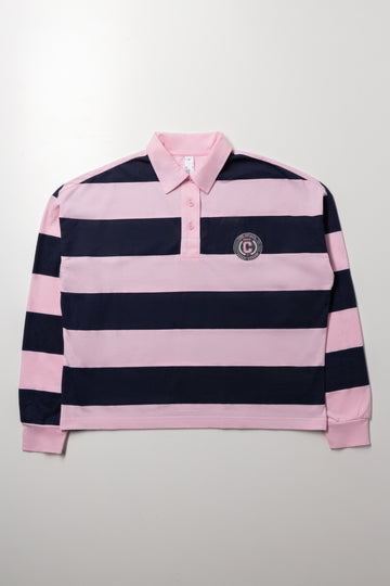 Long Sleeve Golfer Navy And Pink