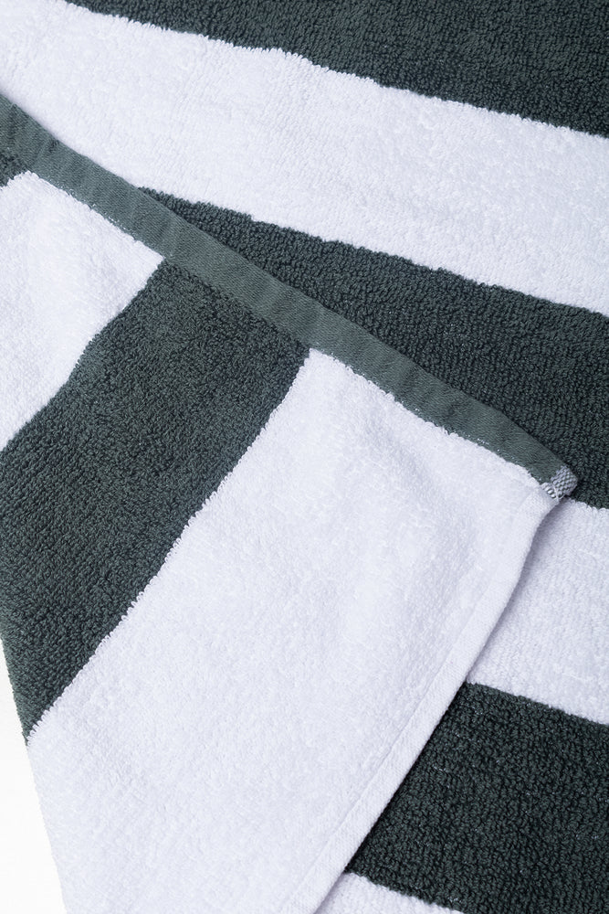 Striped Bath Sheet Deep Green (1)