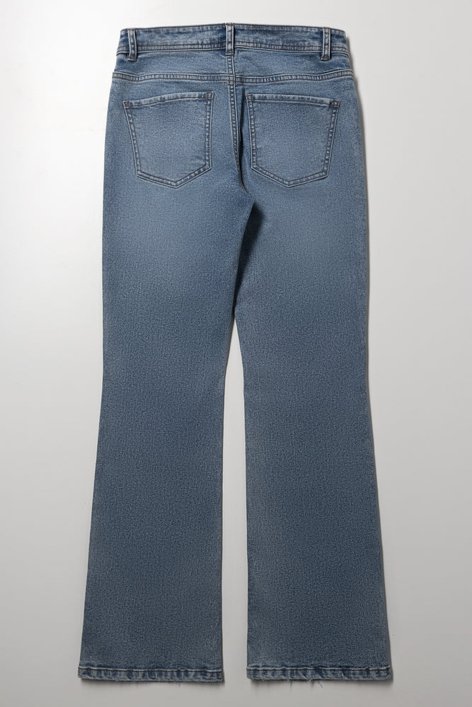 Flare Leg Denim Jeans Blue (6)