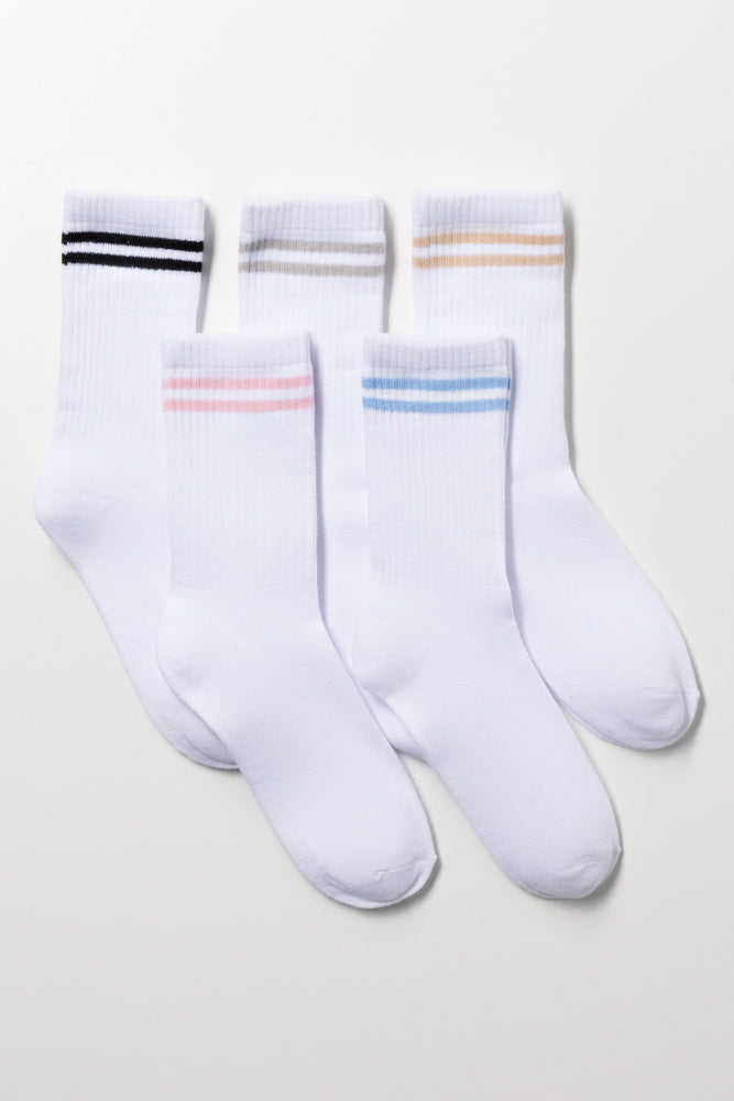 5 Pack Anklet Socks White