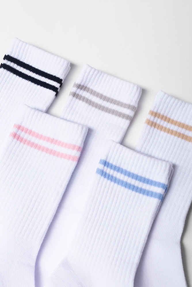 5 Pack Anklet Socks White