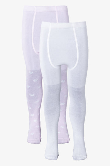 2 Pack Tights Pink And White