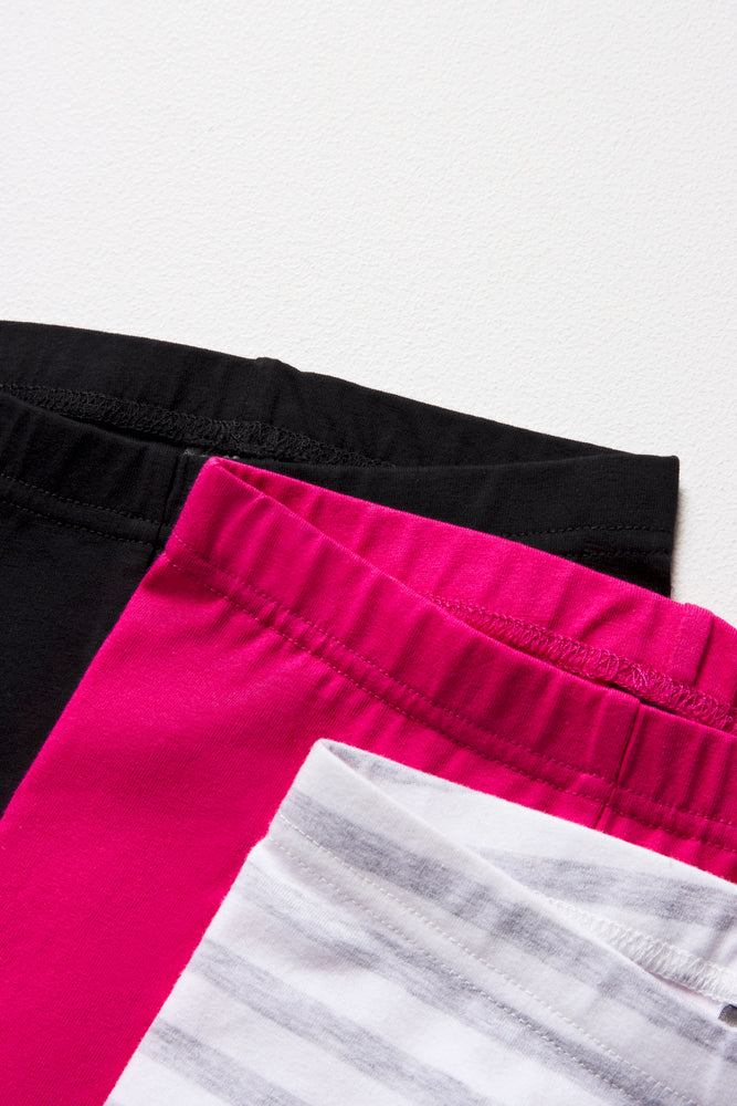 3 Pack Stripe Cycling Shorts Pink And Black
