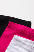 3 Pack Stripe Cycling Shorts Pink And Black (1)