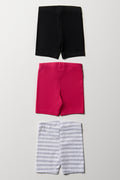 3 Pack Stripe Cycling Shorts Pink And Black (2)
