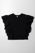 Anglaise Sleeves Knit Top Black