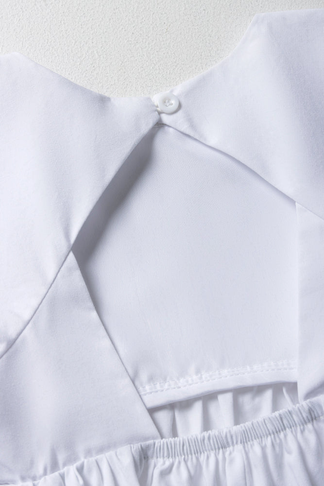 Peplum Top with Puff Sleeves White