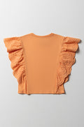 Anglaise Sleeves Knit Top Orange (2)