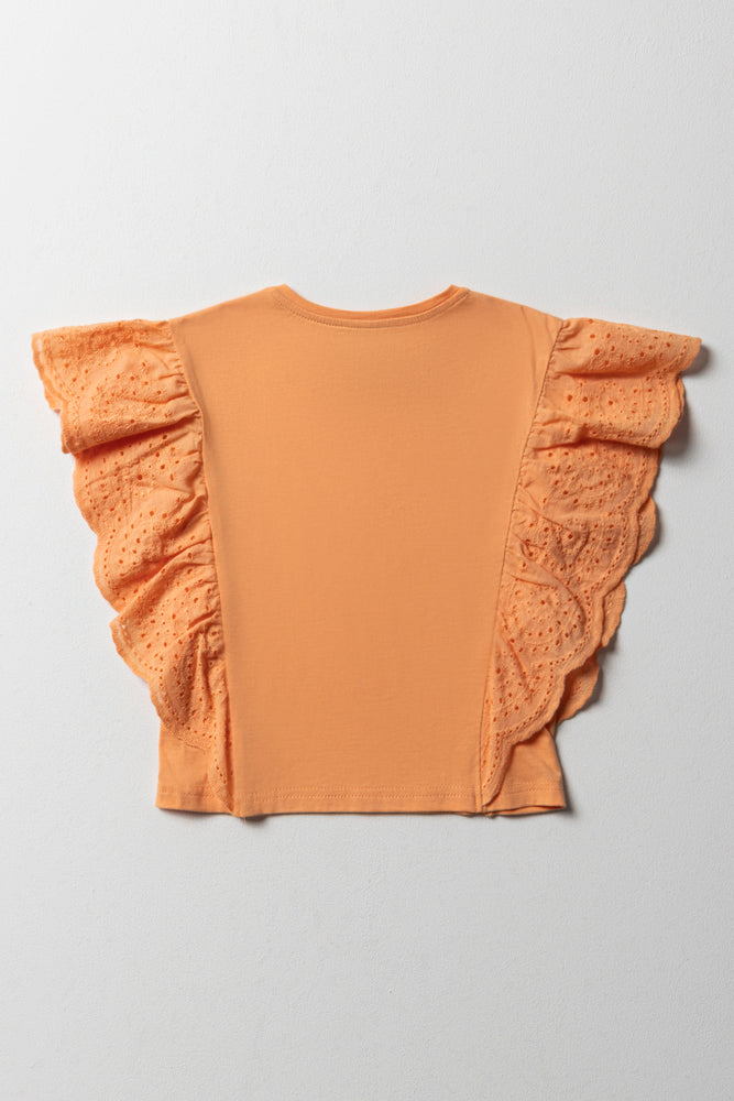 Anglaise Sleeves Knit Top Orange (2)