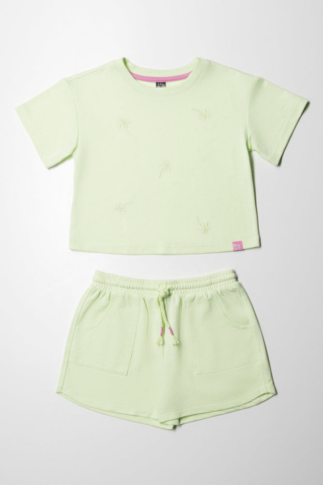 Fleece Shorts Set Lime