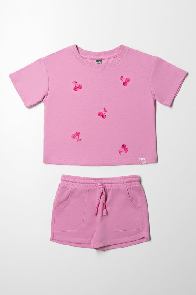 Fleece Shorts Set Pink