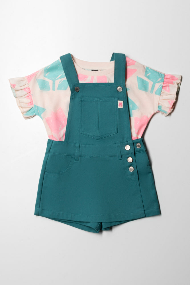 Big Flower Pinafore Skort Set