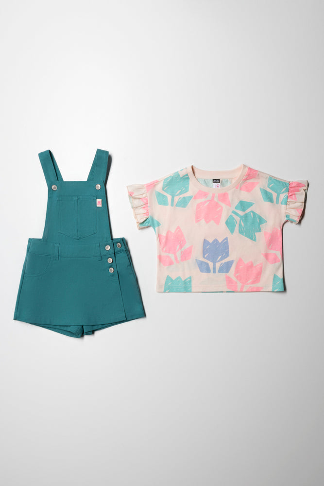 Big Flower Pinafore Skort Set (4)
