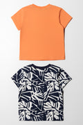 2 Pack Printed T-Shirt Orange & Print (3)