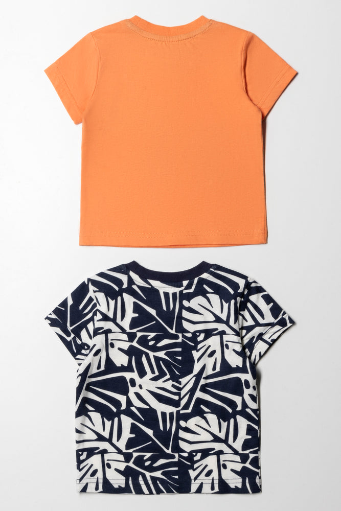2 Pack Printed T-Shirt Orange & Print (3)