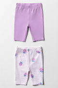 2 Pack Cropped Leggings Purple & White