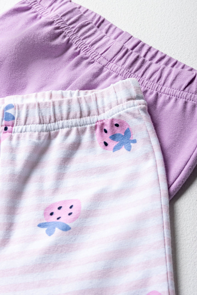 2 Pack Cropped Leggings Purple & White