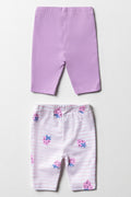 2 Pack Cropped Leggings Purple & White (2)