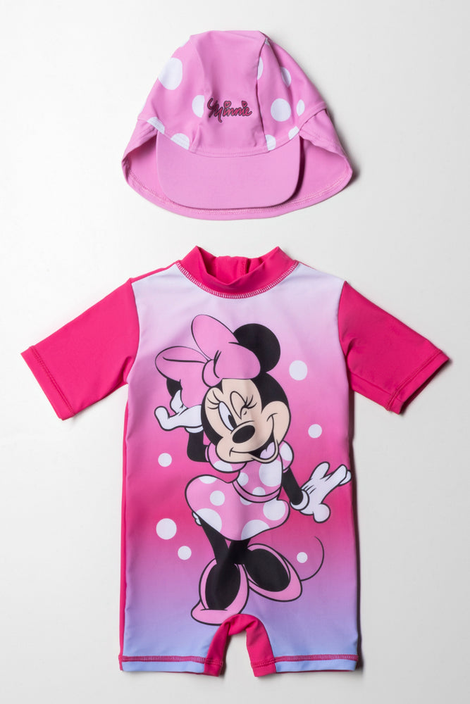 Minnie Mouse Swimsuit With Hat Pink
