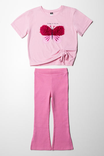 Butterfly Flare Leggings Set Pink