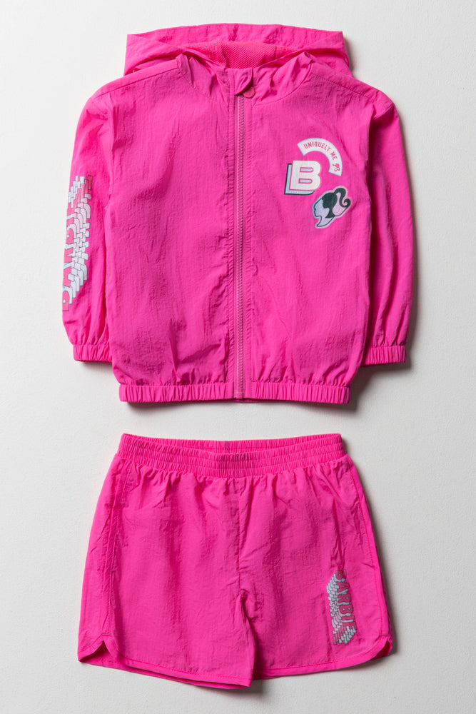 Barbie Hoodie And Shorts Set Pink