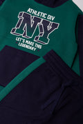 Hooded Tracksuit Set Green & Navy (1)
