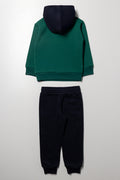 Hooded Tracksuit Set Green & Navy (2)