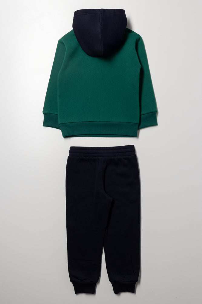 Hooded Tracksuit Set Green & Navy (2)