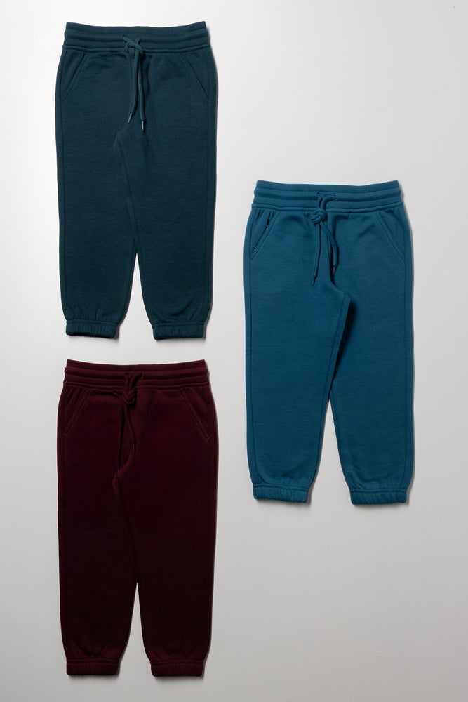 3 Pack Trackpants Teal, Burgundy & Blue