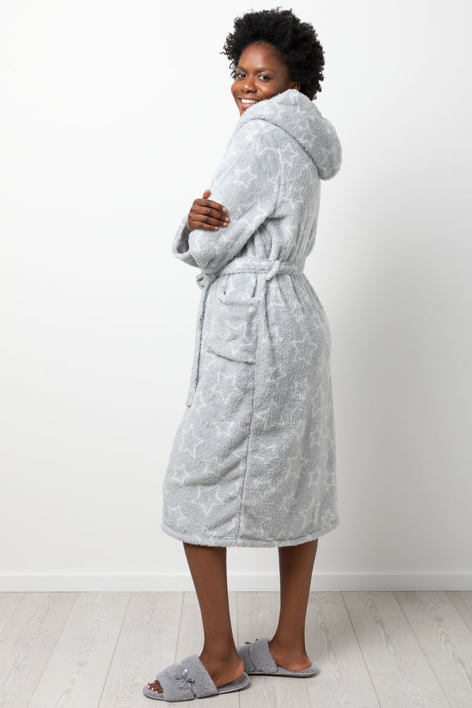 Star Hooded Sherpa Gown Grey (1)