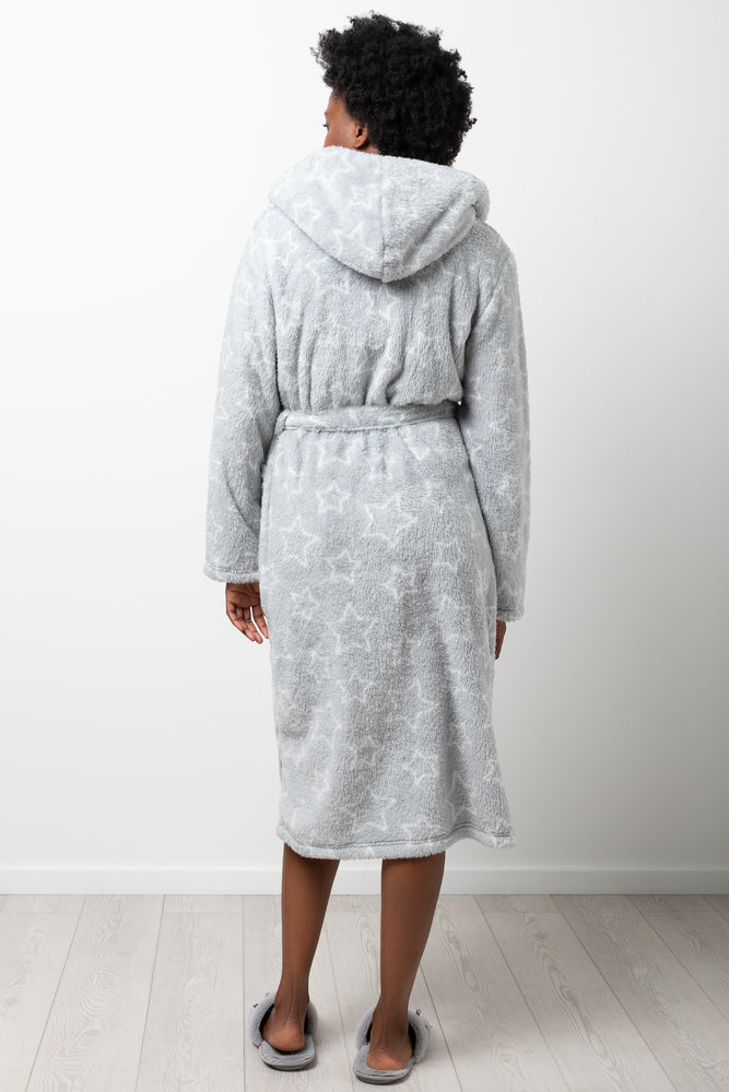 Star Hooded Sherpa Gown Grey (2)