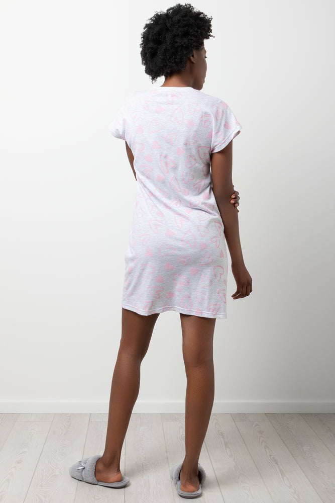 2 Pack Heart Sleepshirts Red And Grey (2)