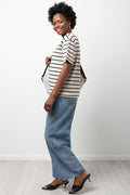 Stripe Short Sleeve T-Shirt Natural And Black (1)